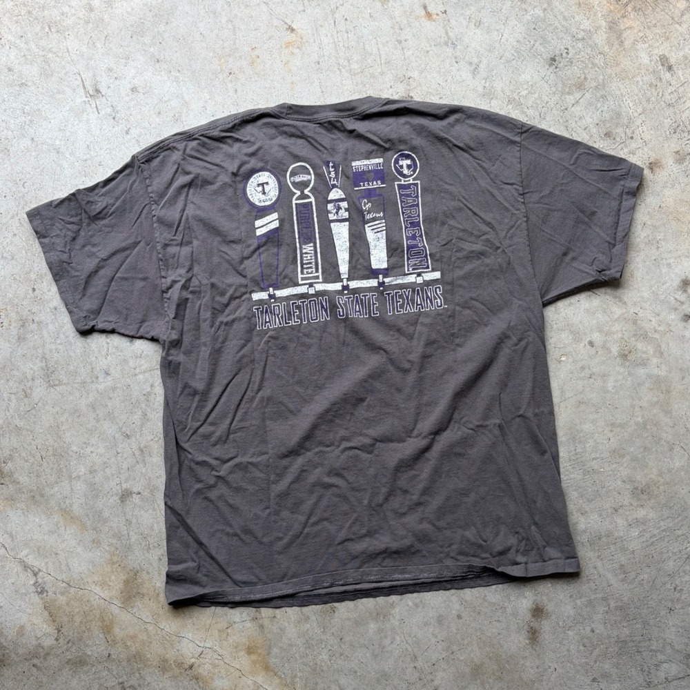 Hanes Tarleton State Texans T-Shirt Mens 2XL Gray Beer Tap Graphic Tee NCAA